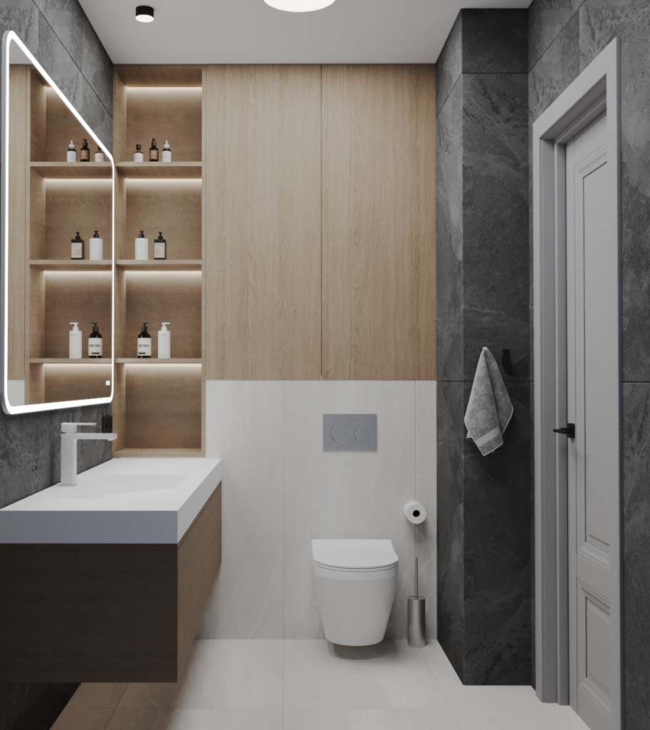 Общий вид гостиной и кухни