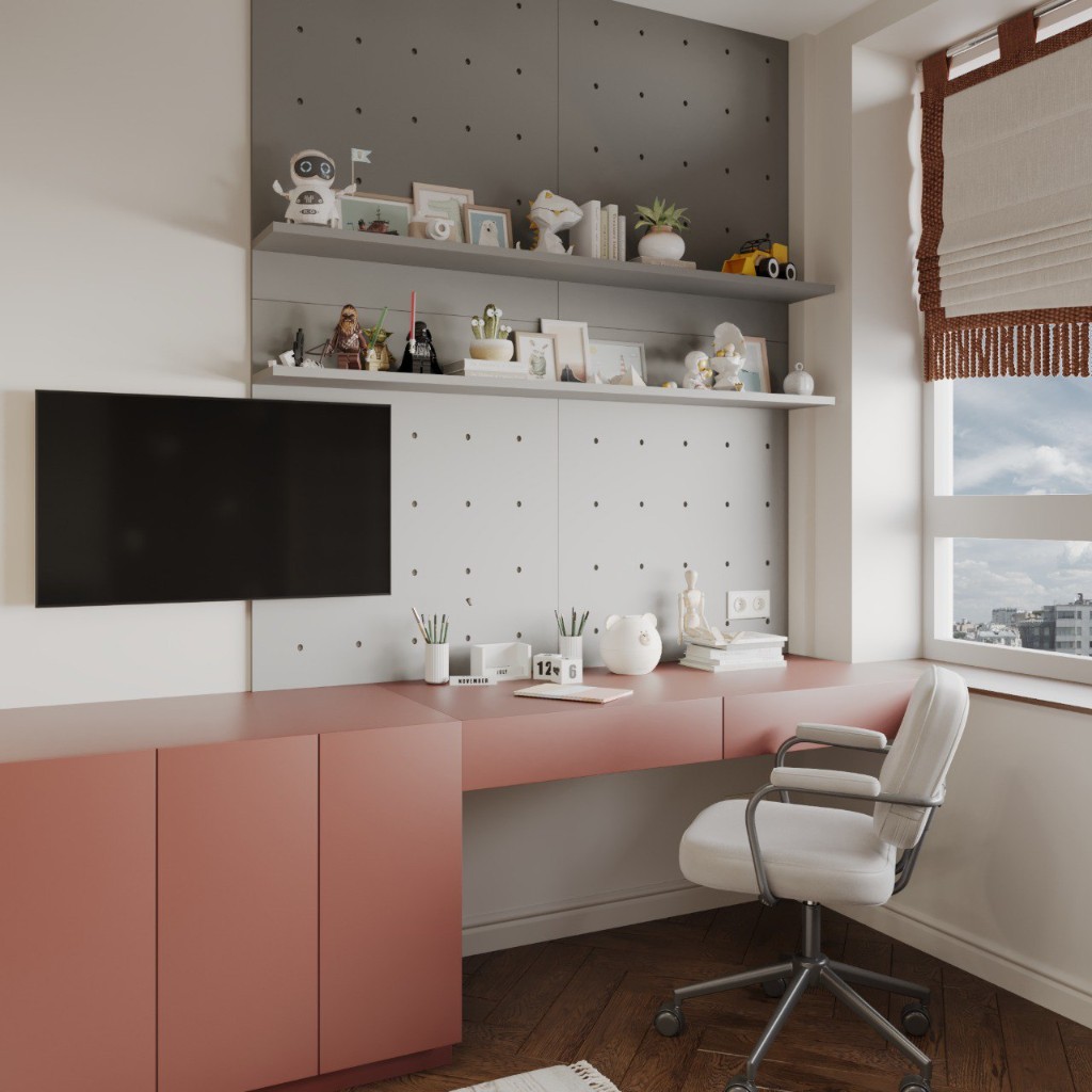 Интерьер прихожей с люстрой и встроенными шкафами