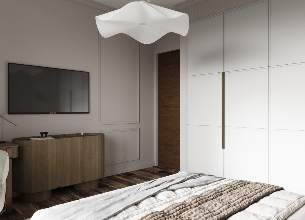 Коридор с деревянными панелями и светодиодной подсветкой