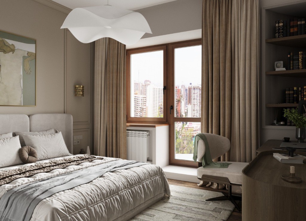 Прихожая со шкафом, консолью и круглым панно