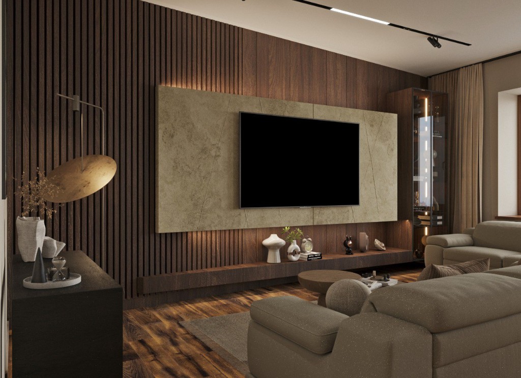 Ванная с раковиной, зеркалом и душевой зоной