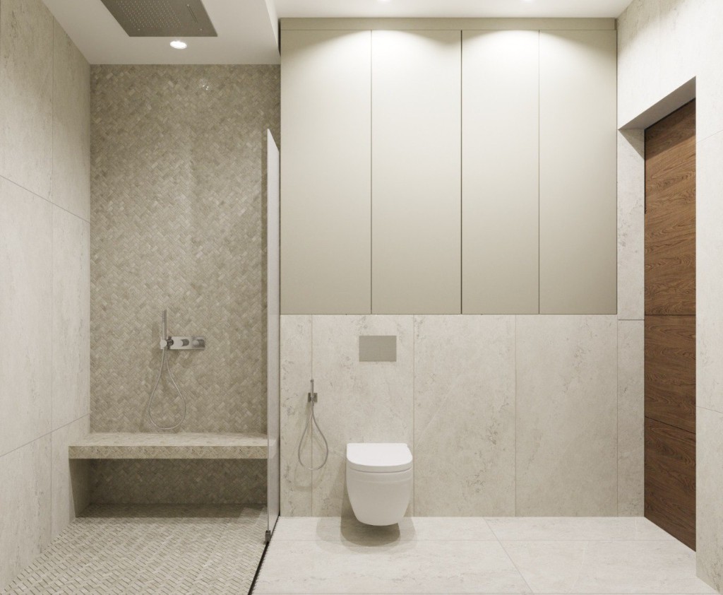 Коридор со встроенными шкафами и деревянным полом