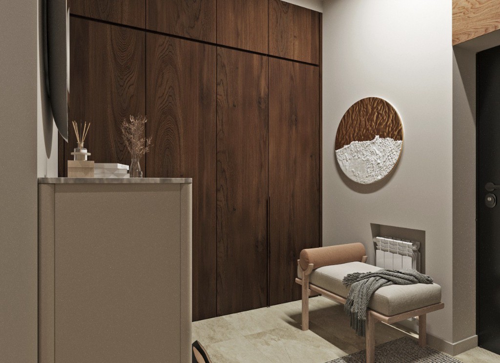 Кухня с обеденной зоной и подвесными светильниками