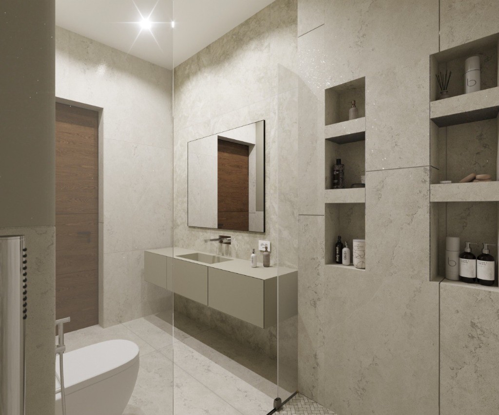 Гостиная с диванами и торшером