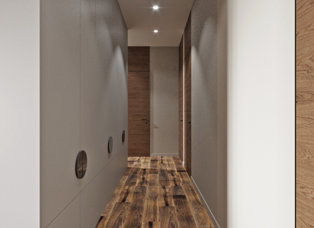 Коридор с деревянной отделкой