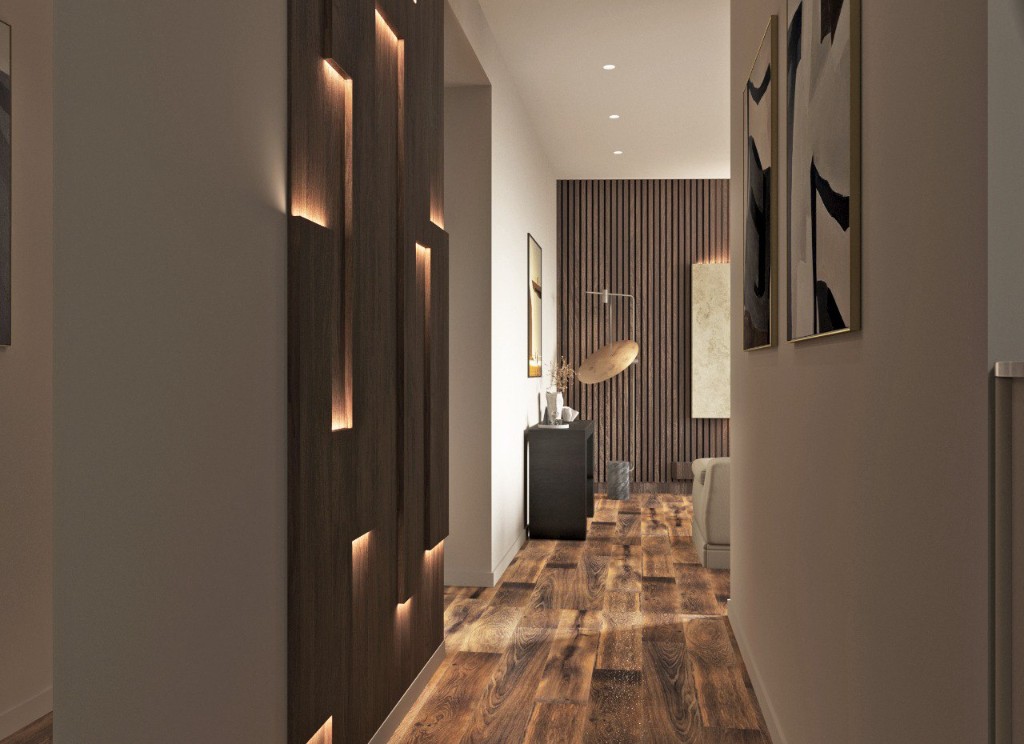 Интерьер с деревянными элементами